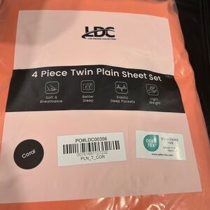Coral 4-Piece Twin Plain Sheet Set